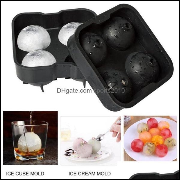 Ferramentas de barra de barra de barra de barra, jantar home jardim4 moldes de esfera grande bar bebida u￭sque grande bola redonda de tijolo Cube Mold Mod Bolas de gelo bandeja FA