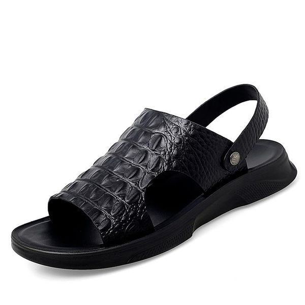 

sandals mens for piel sandalhas leather slippers rubber men s cuero slip comfort praia sandles samool sandales plage shoe hombre, Black