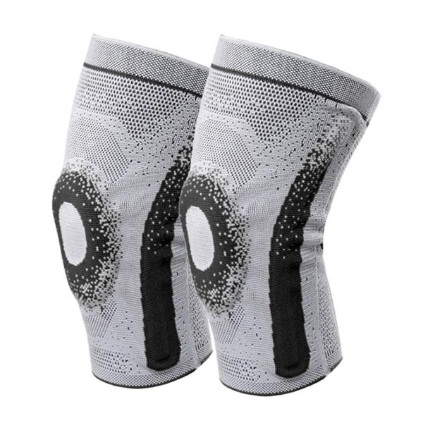

elbow & knee pads 1pc and meniscus silicone spring bar support mountaineering fitness ball sports protective gear, Black;gray