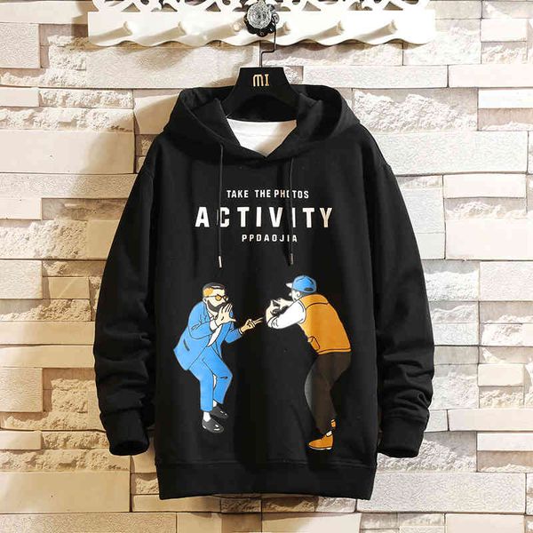 

funny printed men women hooded hoodie sweatshirt take po print hoodies f64a, Black