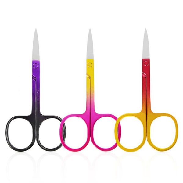

eyebrow tools & stencils 1pc colorful stainless steel scissor small nail nose hair trim sharp point curve tip beauty professional