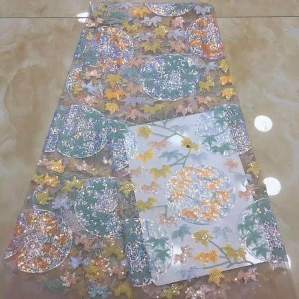 

ribbon sequin embroidery african lace fabric design french mesh nigeria /evening dress /fashion skirt, Pink;blue