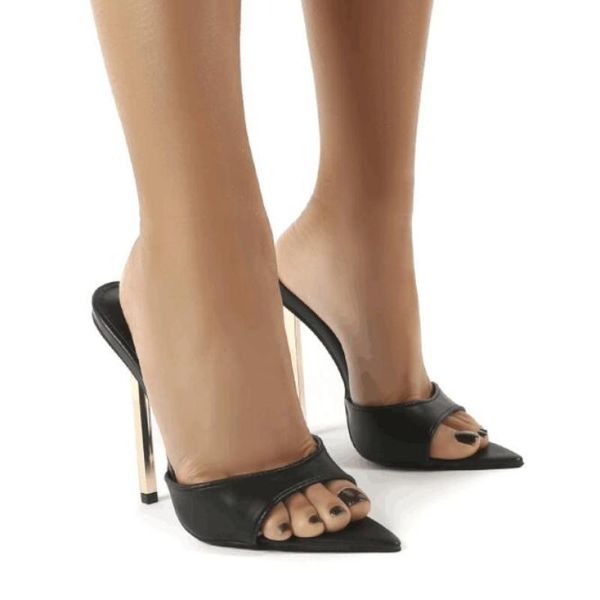 

pointed toe high-heeled women sandals casual thin heel women's size 35-42, Black