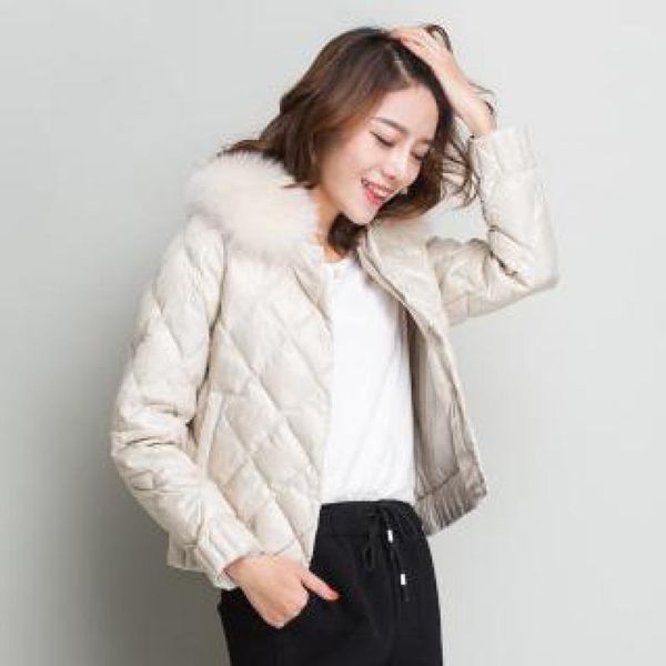 

women's down & parkas zcwxm winter coat women real collar jacket warm ultra light short white duck parka elegant outwear, Black