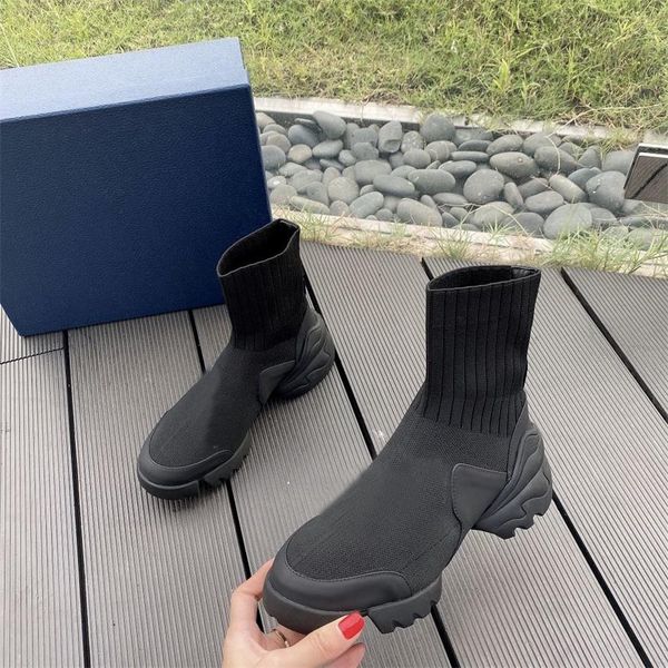 

designer fashion trendy female short boots, knitted elements, classic all-match, comfortable and light, wear-resistant ,non-slip, size 35-41, Black