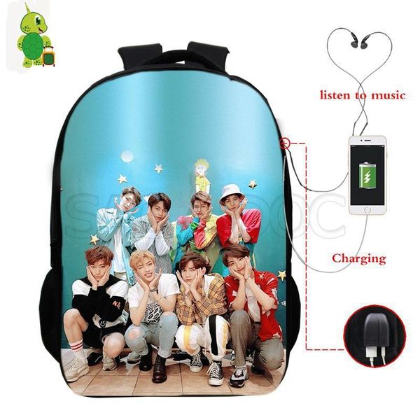 

backpack kpop ateez the expedition tour boys girls school bags multifunction usb charge lapcasual travel