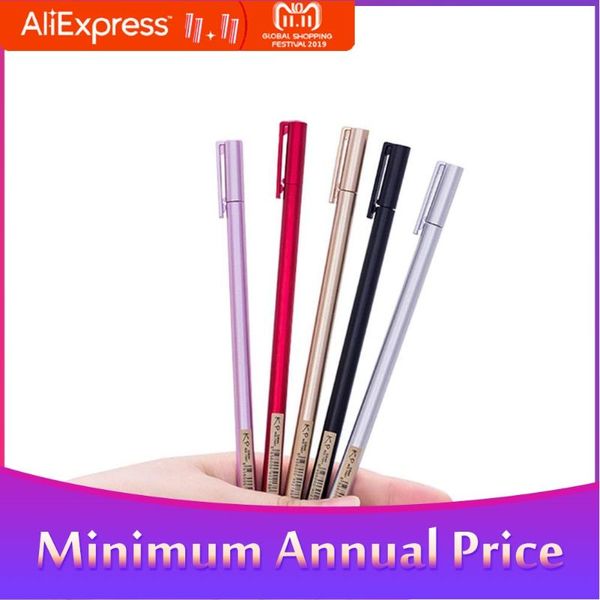 

0.5mm solid color simulate metal surface gel pen with black refill pens