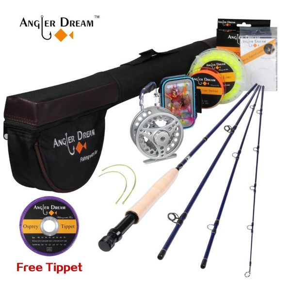 

rod reel combo angler dream 5wt fishing 9ft medium-fast pre-spooled 5f line with cordura triangle tube