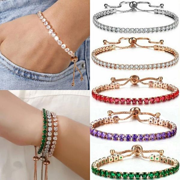 

link, chain color crystal zircon adjustable bracelet queen exquisite gold jewelry green purple red claw set woman, Black