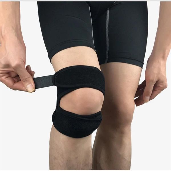 

elbow & knee pads 1pcs sports kneepad double patellar patella tendon support strap pad protector open wrap band fitness, Black;gray