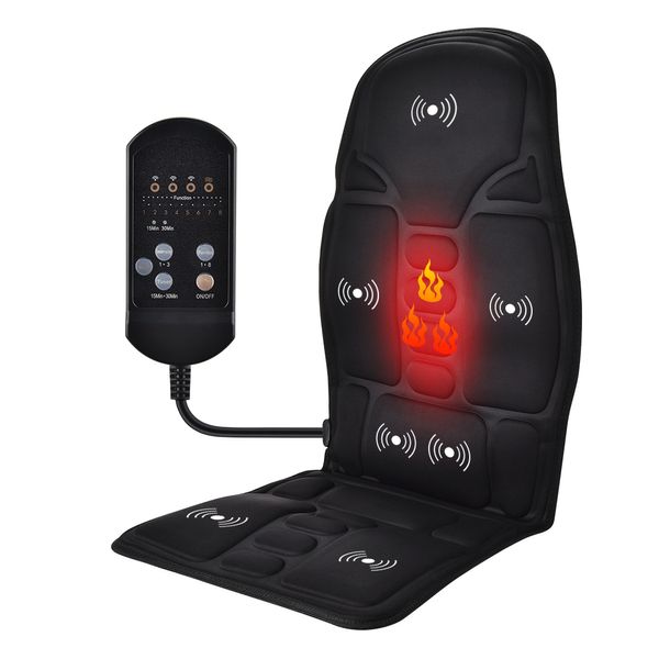 Cadeira de massagem de carro de vibração elétrica Cadeira portátil massageador de massager home Aquecimento infravermelho Back Vibrator Massage Almofadas