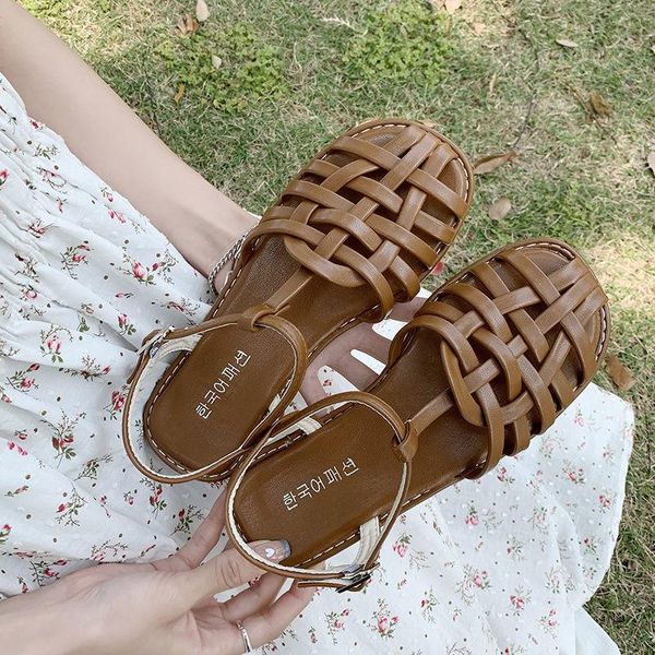 

sandals pu square head summer shoes woman hollow casual women fashion beach 2021 chaussures femme, Black