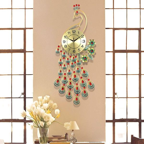 

wall clocks american wrought iron peacock decorative clock hanging crafts decoration home livingroom ornaments murals