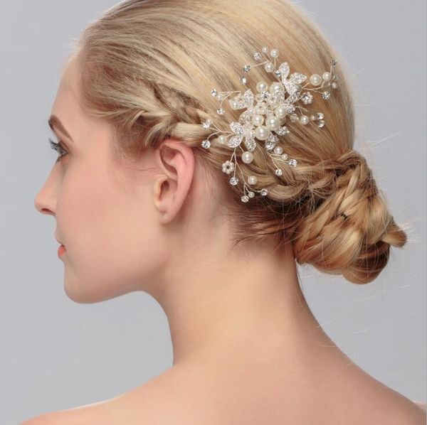 Copricapi di copricapi nuziali da sposa con la damigella d'onore in argento fatti fatti fatti per le perle pettine per pettinamento accessori per capelli di lusso