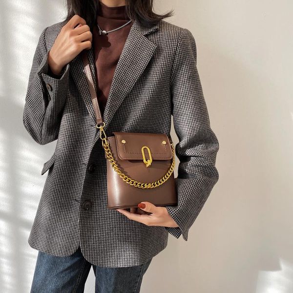 

shoulder bags high-end retro messenger bag western style chain handbag female 2021 fashion wild one-shoulder bucket