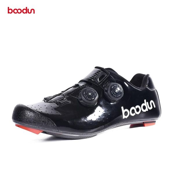 

boodun men's cycling shoes carbon fiber sole road bike breathable self-locking racing bicycle with cleats footwear, Black