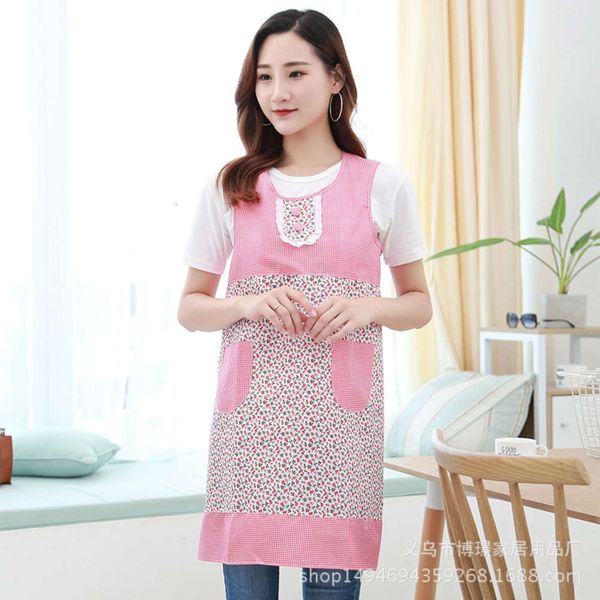 

waistcoat apron vest type broken flower sleeveless home cleaning smock kitchen cooking oil proof