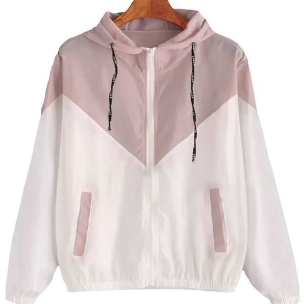 

fashion autumn quick dry women's jackets coats windbreaker sun protection patchwork color zipper thin summer women clothing 211007, Black;brown