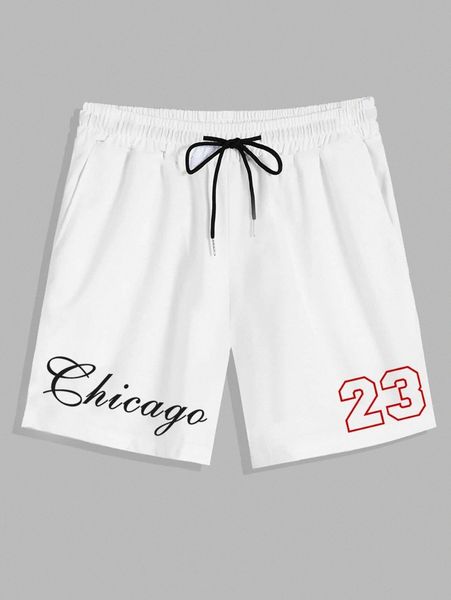 

men letter graphic drawstring waist shorts f03x#, Black