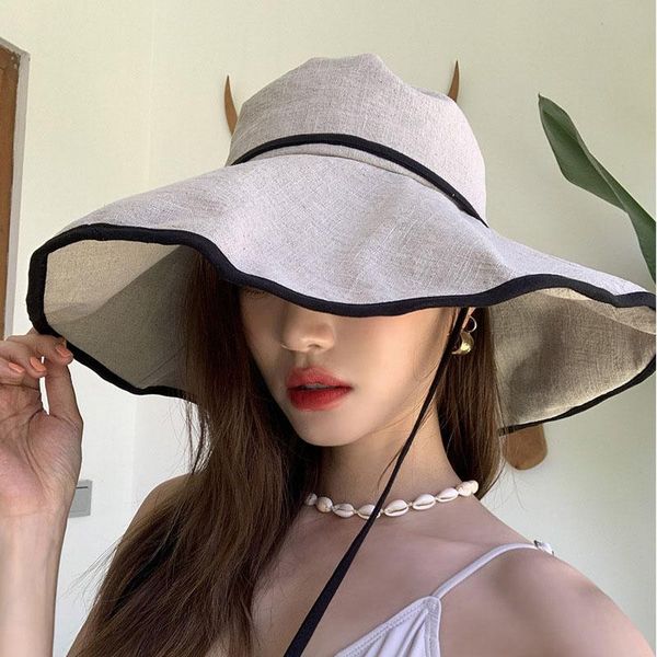 

women sun hat fashion wide brim fold bucket cap fedoras beach summer sunshade fisherman solid color floppy hats, Blue;gray
