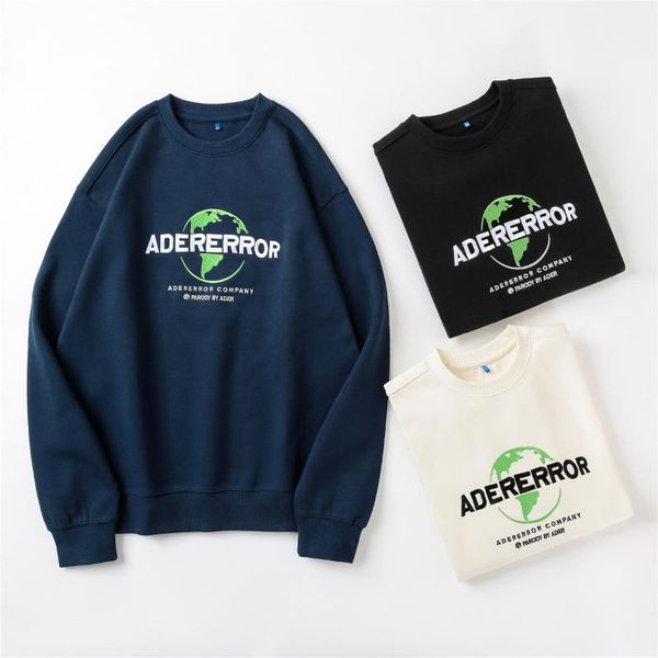 

men's hoodies & sweatshirts loose ader error green earth letter embroidered sweatshirt adererror men women 1:1 pullover long sl, Black