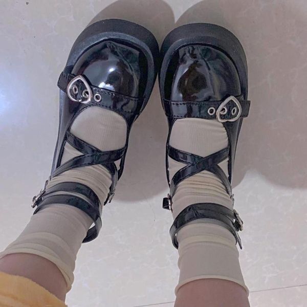 

dress shoes brand women lolita platform black high heels patent faux leather fashion round toe mary jane