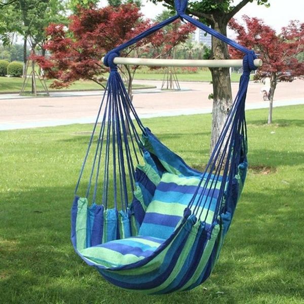 

garden hanging chair swinging hammock rope swing seat with 2pillow without stick for home indoor outdoor portable camp furniture