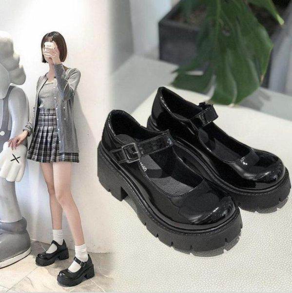 

sandals luxury designer lolita shoes women japanese style mary jane vintage girls high heel platform college student big 40, Black