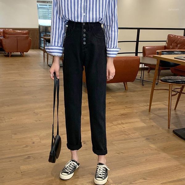 

women's jeans woman pants high waist black straight autumn ankle-length pantalones vaqueros mujer, Blue