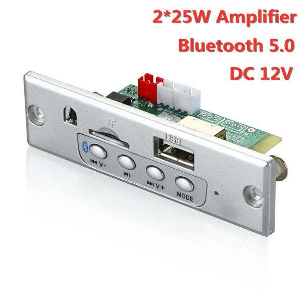 

aruimei 2*25w mp3 player decoder board 12v bluetooth 5.0 50w car fm radio module support tf usb aux & mp4 players
