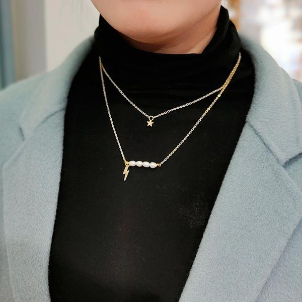 

chains 2021 fashion multilayer pendant necklaces for women, Silver