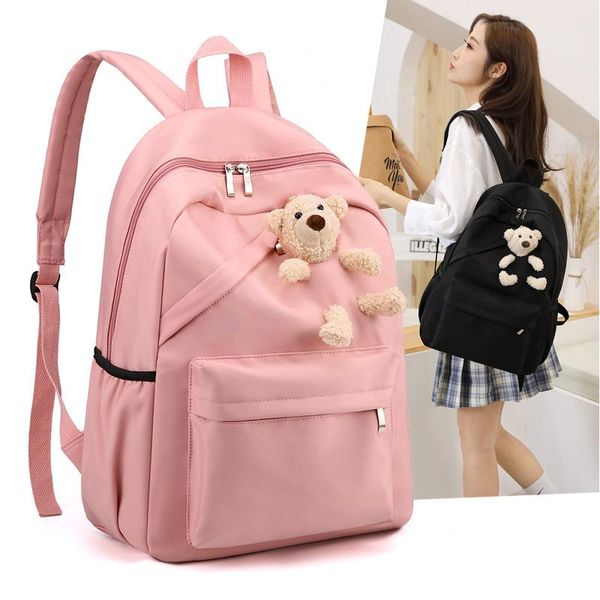 

schoolbag female korean student backpack net red bear girl large capacity nylon