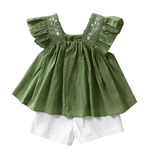 

kids girls 1t-7t fashion 2-piece outfit set and shorts for children baby clothing sets, White