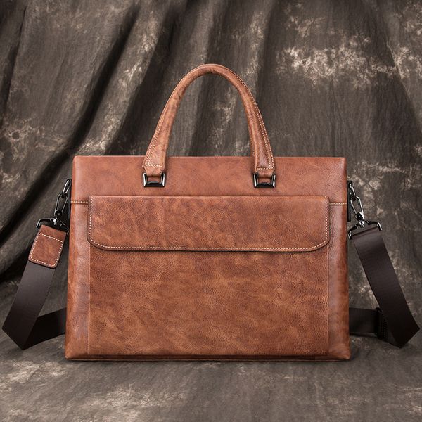 

briefcase men's leather bag cowhide handbag simple business leisure fashion