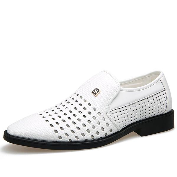 

modern styling dress shoes summer formal loafer breathable hollow business footwear z2482, Black