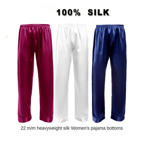 

real silk pyjama trousers women 100% mulberry pajama pants loose leisure pajamas casual long women's sleepwear, Black;red
