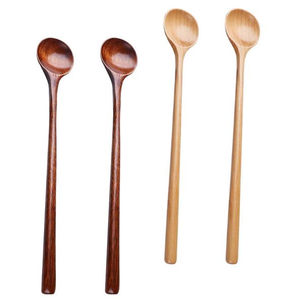 

spoons 4pcs long handle round soup kitchen utensils (assorted color)