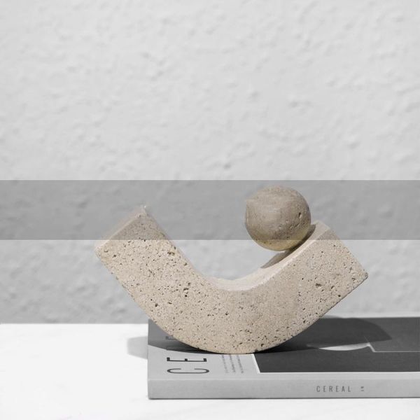 

novelty items creative wind yellow travertine sphere geometric curved ornaments house sales office porch living room deskbookend