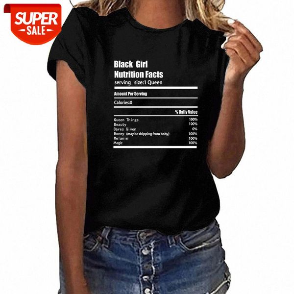 

black girl nutrition facts letter print casual short sleeve t-shirt #dv7l, White