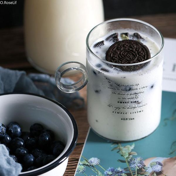 

wine glasses ins nordic ring glass black printed creative pyrex breakfast milk simple style tea cup