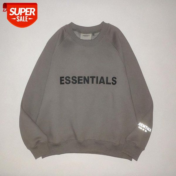 

oversizeeentials reflective three-dimensional letters men and women pullover round neck plus velvet sweater tide #f47d, Black