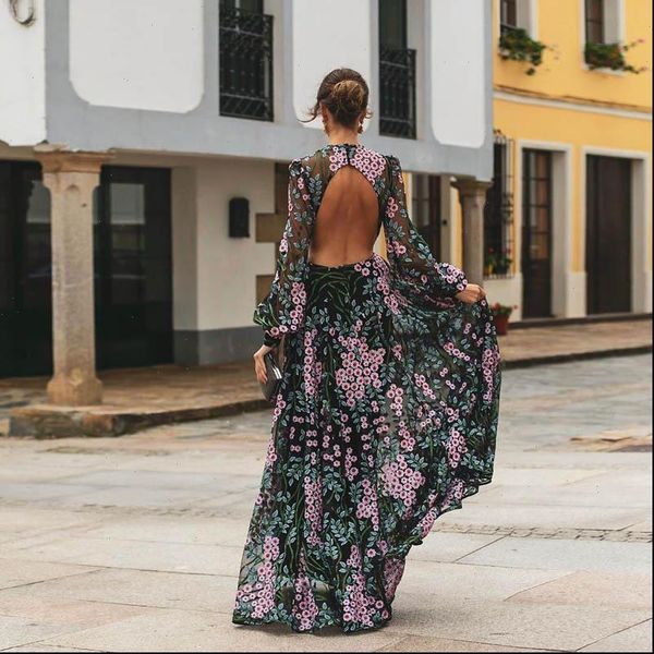 

women dress contrast printed high fashion sweet long boho beach style end casual lady streetwear, Black;gray
