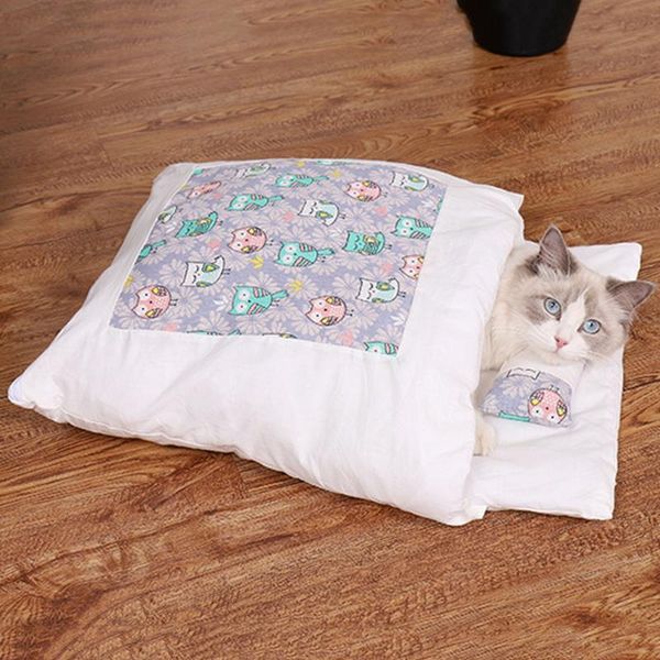 

removable washable cat bed sleeping bag comfortable winter pet #w0 beds & furniture