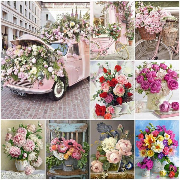 

diamond painting diy flowers full drill embroidery rose picture beaded mosaic kit handmade hobby gifts home decor