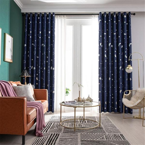 

star moon curtain full blackout bedroom living room heat insulation light blocking modern with hook for & drapes
