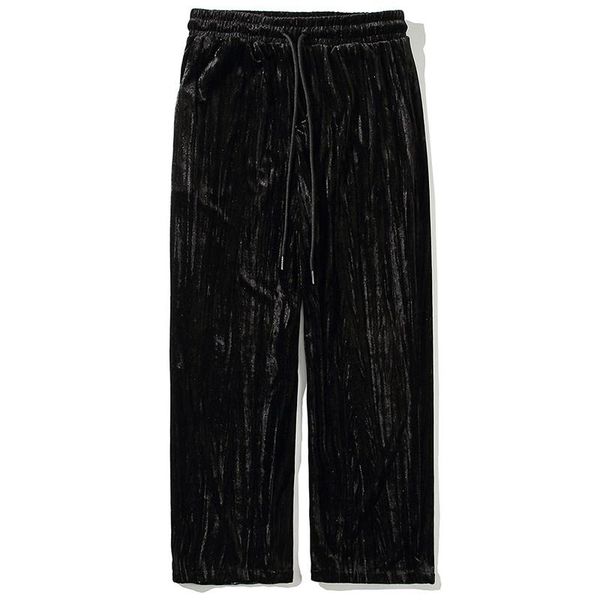 

men's pants autumn velvet men elastic waist straight trousers fashion causal street drawstring sweatpants bottoms male plus size 5xl, Black