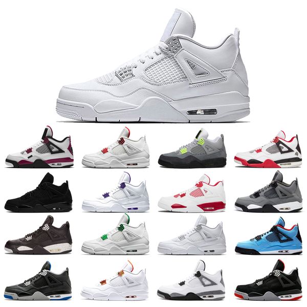 

man's basketball shoes 4s high cut black cat court purple neon bred alternate motorsport orange metallic white cement cool grey pine gr