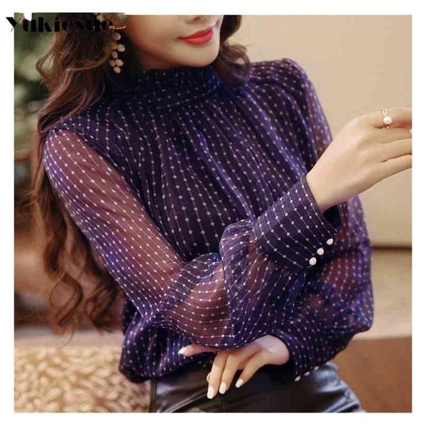 

summer woman blusa mujer lace chiffon blouse women shirt long sleeve womens and blouses ladies plus size 210719, White