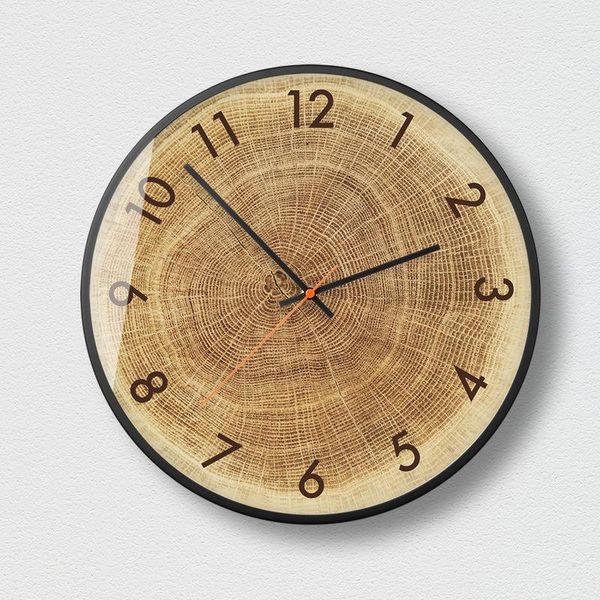 

wall clocks wood clock bicycle quartz creative watch bedroom nordic round