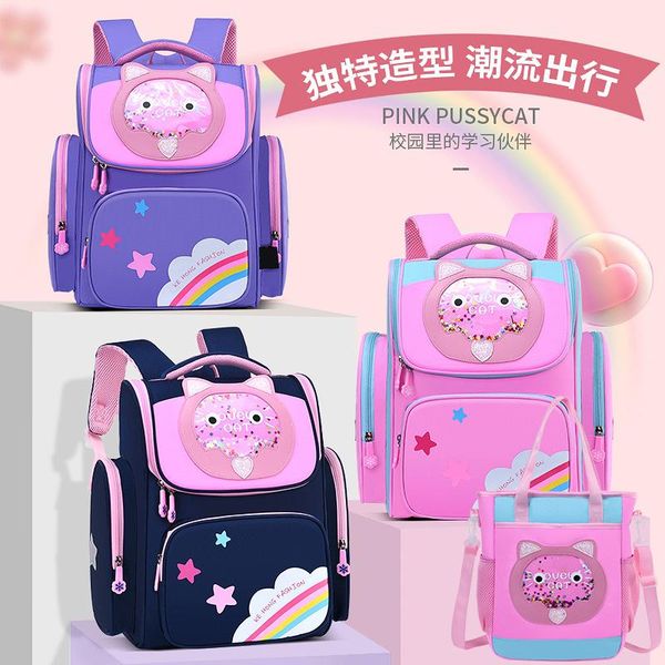 

school bags cartoon 3d creative cat children girls sweet kids backpack lightweight waterproof primary schoolbags big